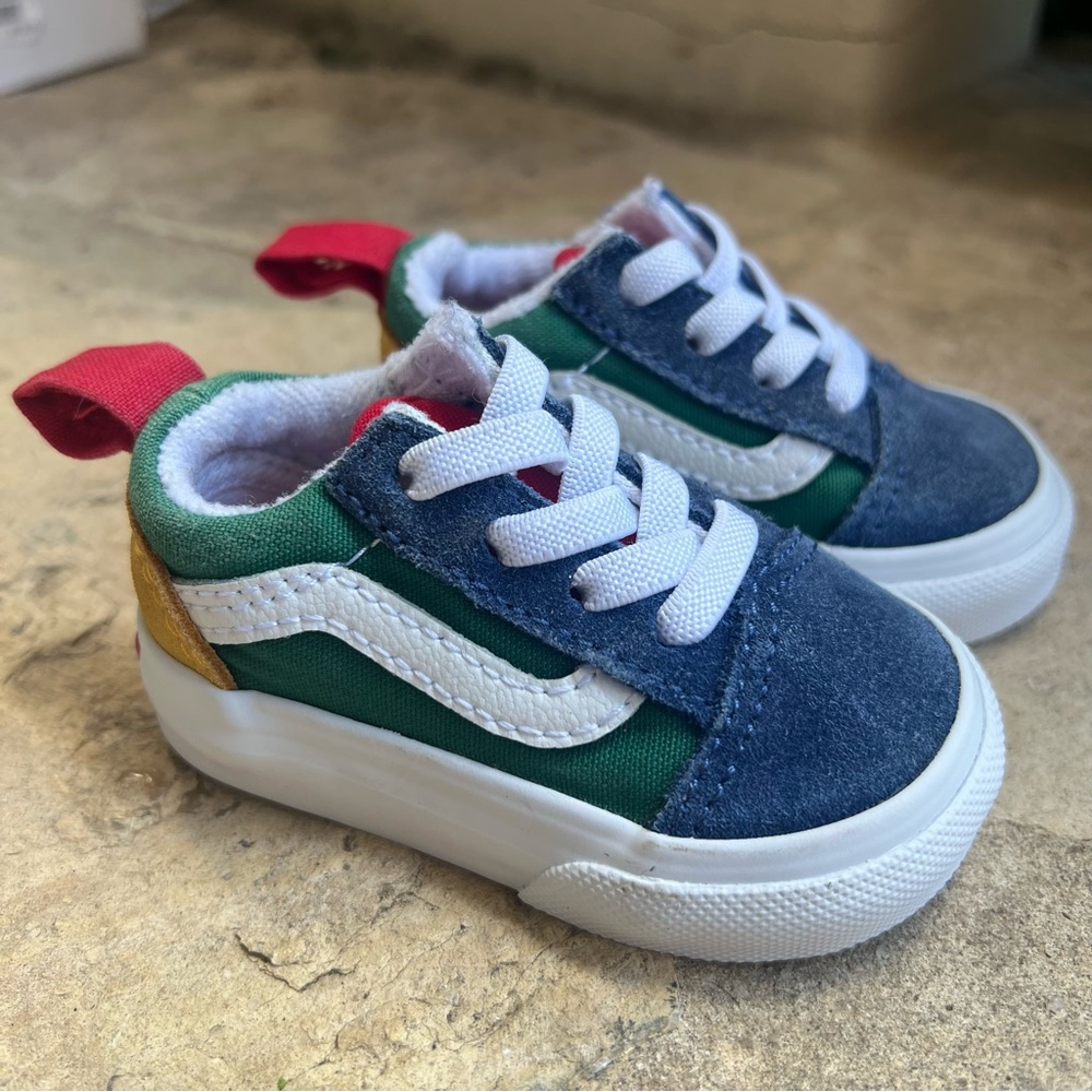 Stylish Kids Vans in Blue, Green, and Yellow